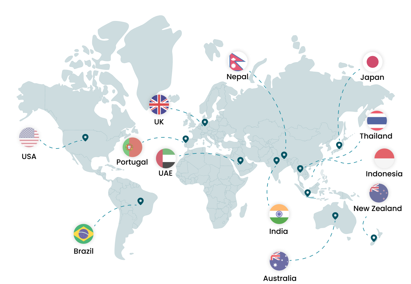Global service coverage map